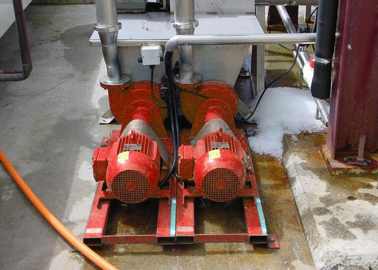 x 2 Heavy Duty Horizontal Suction Pumps in Chicken processing facility